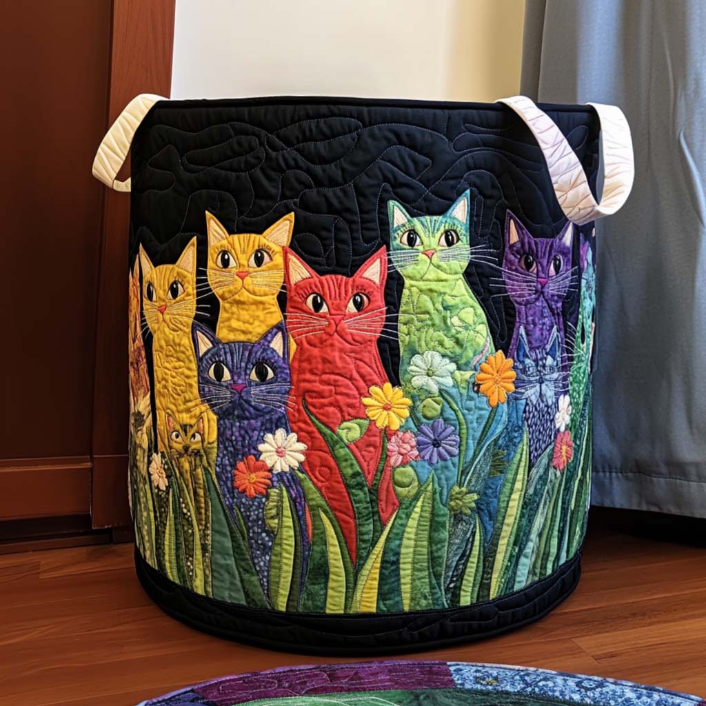 Joyful Kitten Quilted Laundry Basket NCU0NNT2270