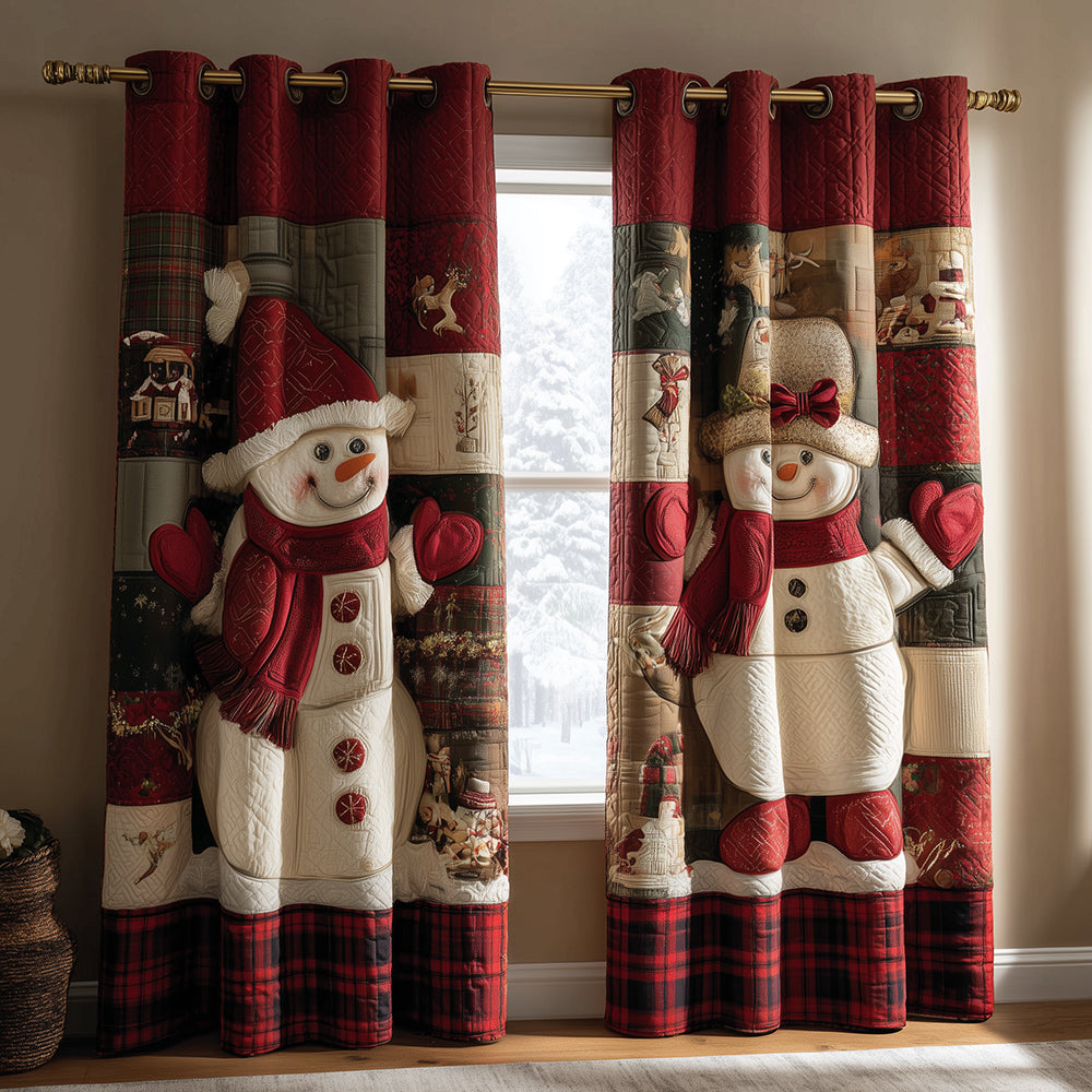 Joyful Plaid Snowmen Quilted Curtains NCU0TH3768