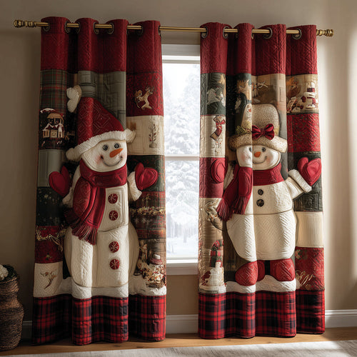Joyful Plaid Snowmen Quilted Curtains NCU0TH3768