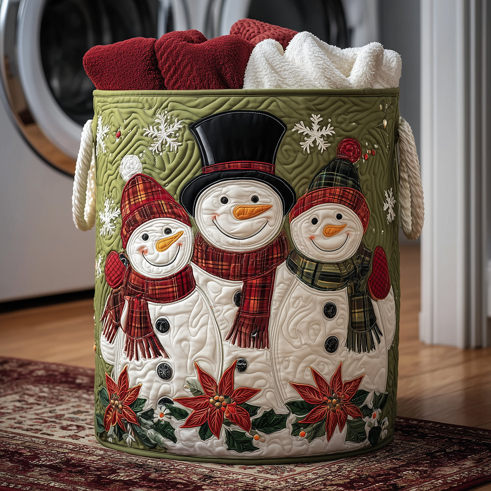 Joyful Snow Family Quilted Laundry Basket NCU0TH3187