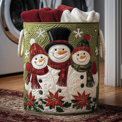 Joyful Snow Family Quilted Laundry Basket NCU0TH3187
