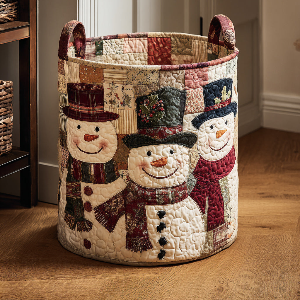 Joyful Snowman Quilted Laundry Basket NCU0HNH658 – Quiltnest