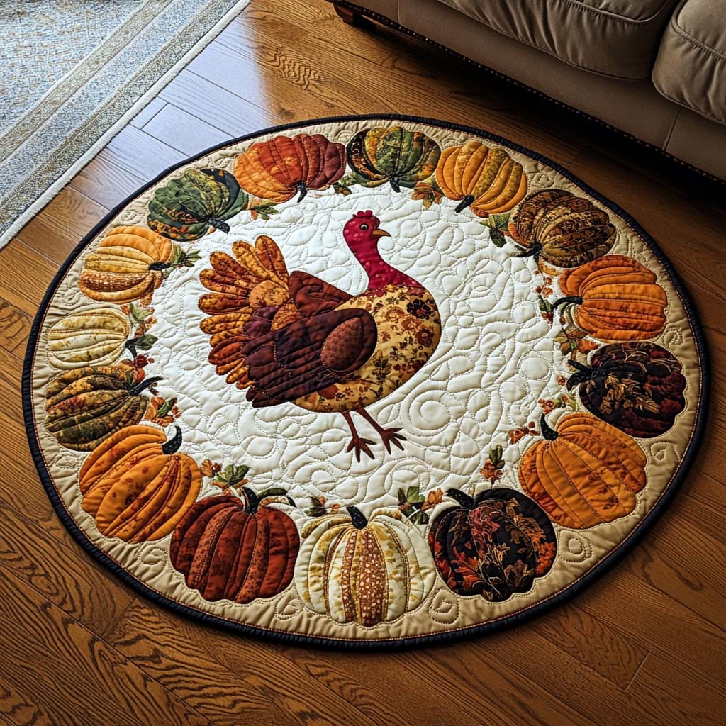 Joyful Turkey Quilted Round Mat NCU0NNT1892