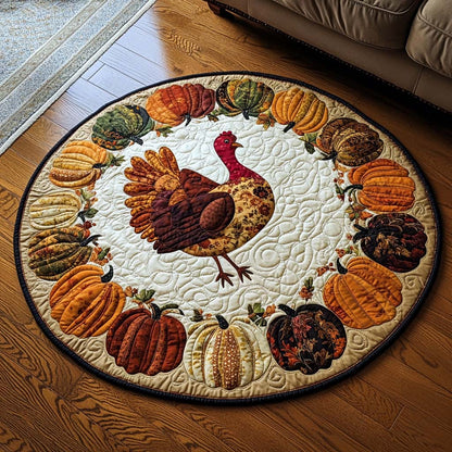 Joyful Turkey Quilted Round Mat NCU0NNT1892