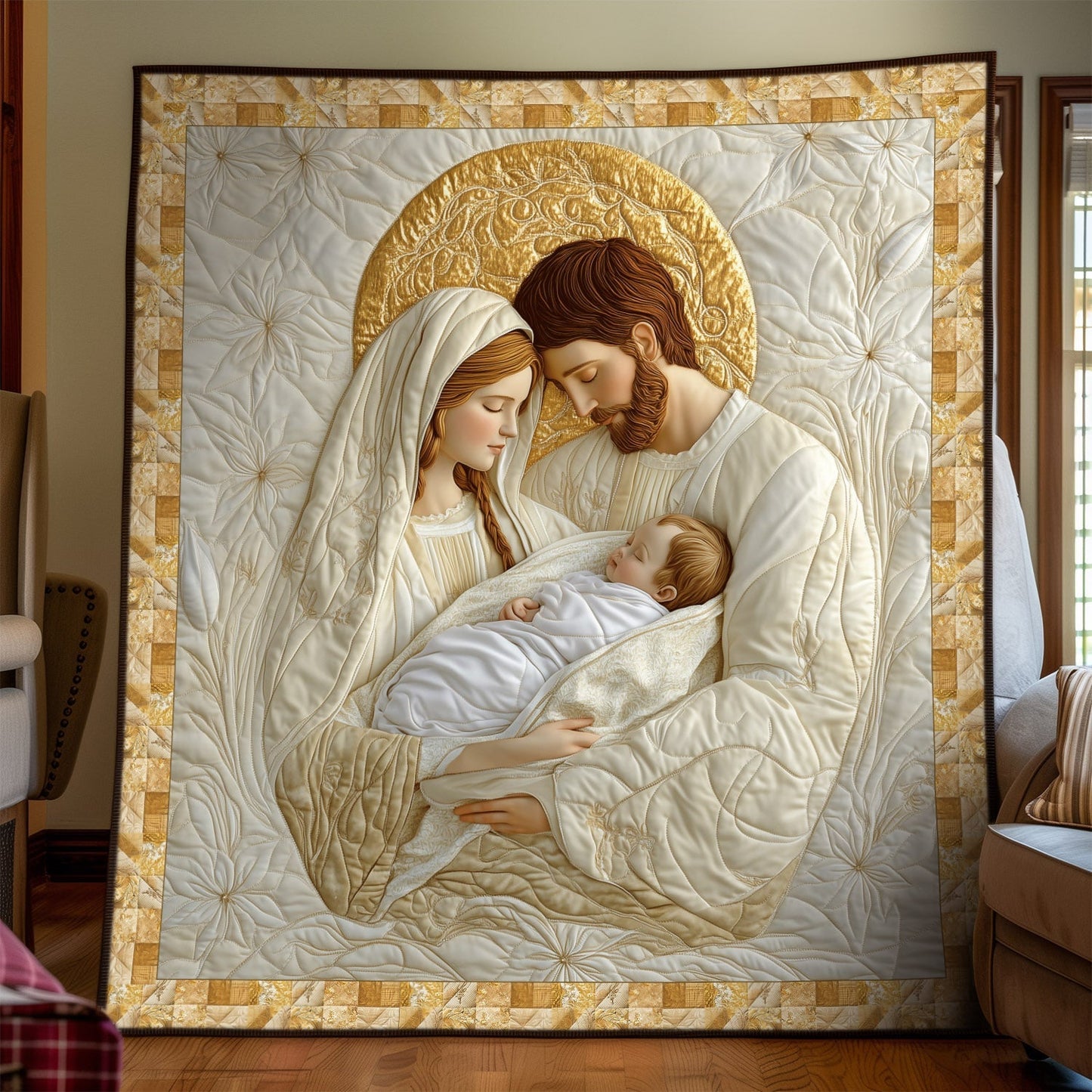 Joyous Nativity Scene Quilted Blanket NCU0TL1738