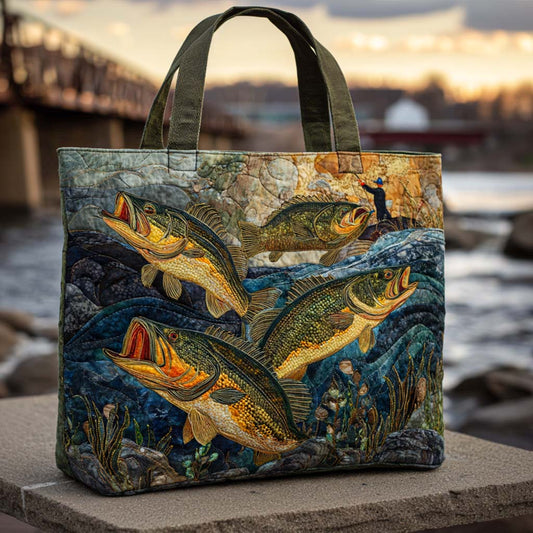 Jumping Bass Quilted Tote Bag NCU0NNT2088