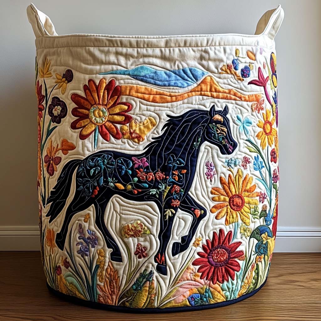 Jumping Stallion Quilted Laundry Basket NCU0NNT2232