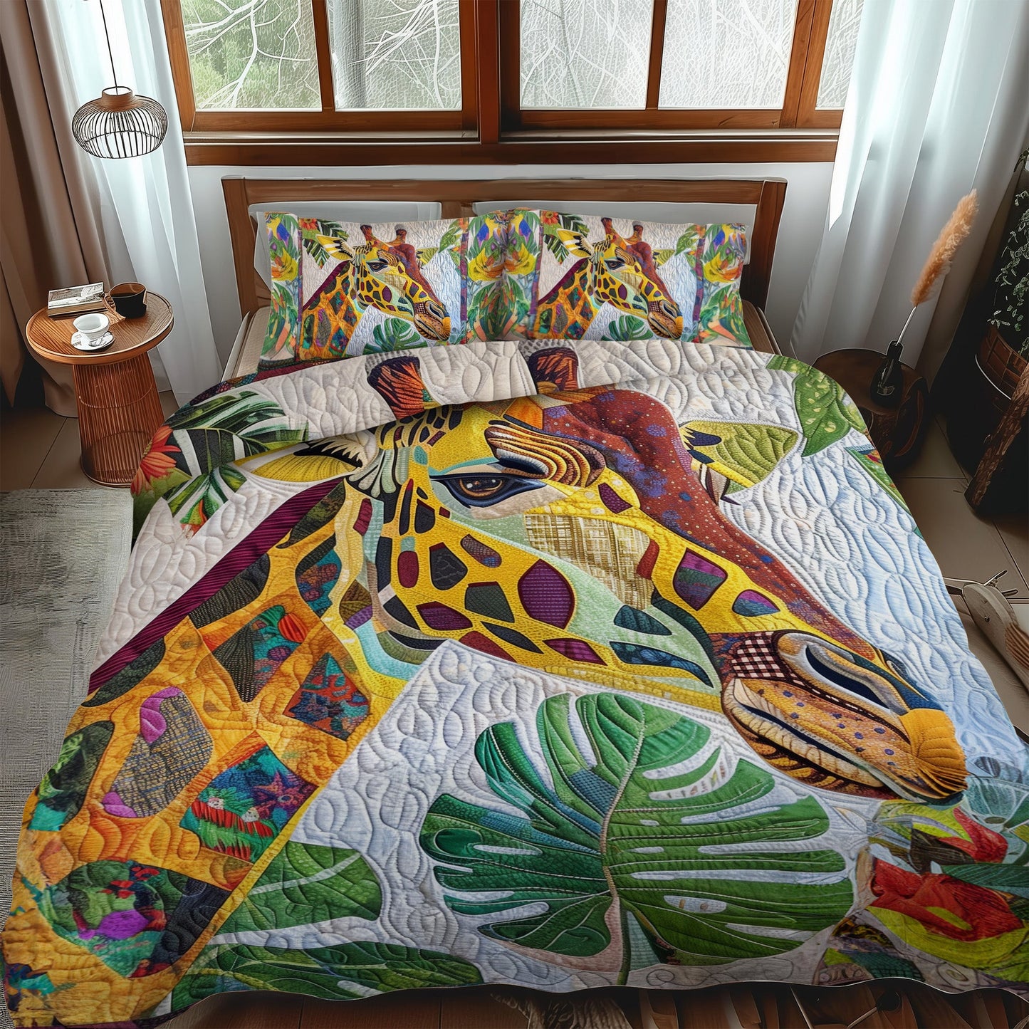 Jungle Giraffe 3-Piece Quilted Bedding Set NCU0PT222