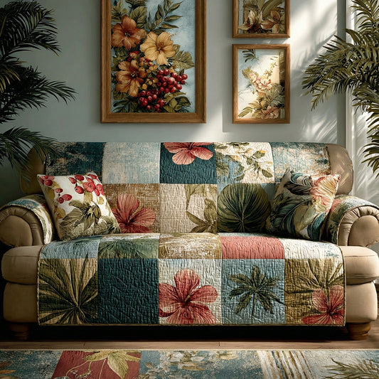 Jungle Breeze Quilted Sofa Cover NCU0LDH443