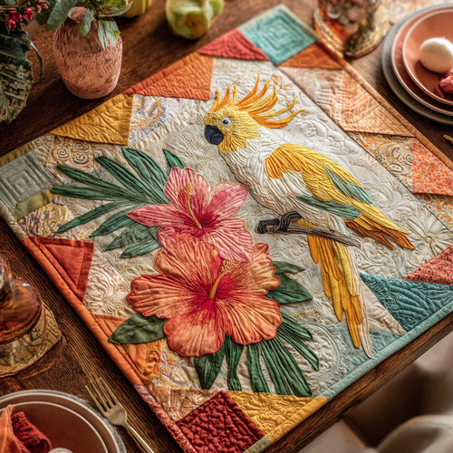 Jungle Feather Quilted Table Topper NCU0NTD187