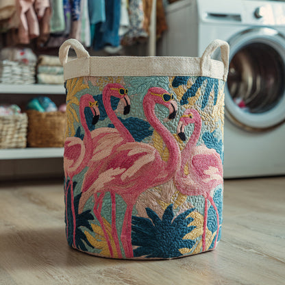 Jungle Flamingo Quilted Laundry Basket NCU0HNH095
