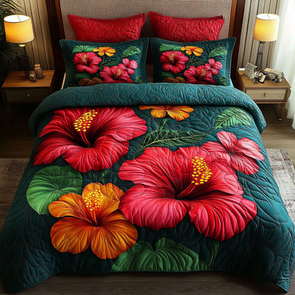 Jungle Hibiscus Glow Duvet Cover Set NCU0NNT460