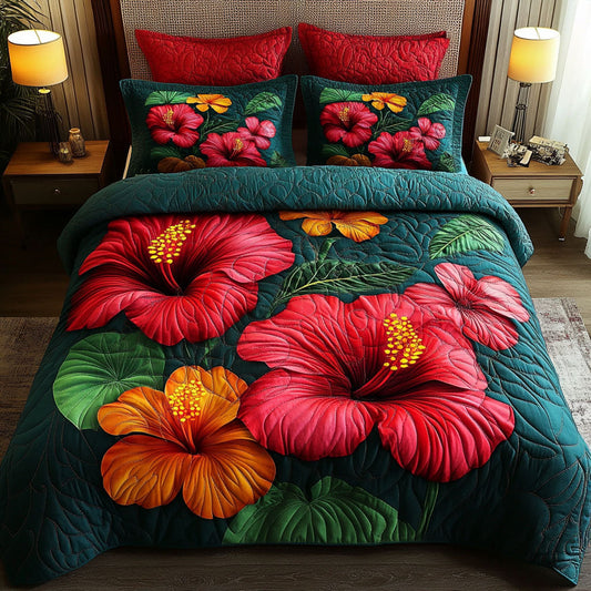 Jungle Hibiscus Glow Duvet Cover Set NCU0NNT460