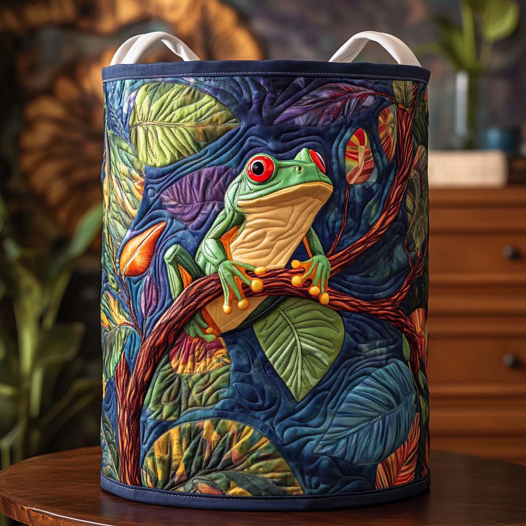Jungle Spirit Frog Quilted Laundry Basket NCU0NXD1061