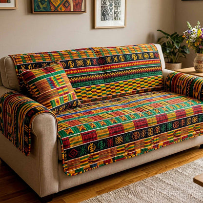 Kente Stripe Quilted Sofa Cover NCU0NXD1826