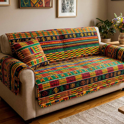 Kente Stripe Quilted Sofa Cover NCU0NXD1826