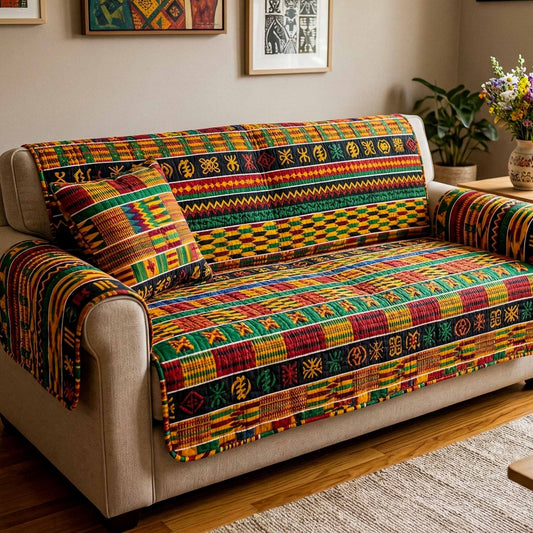 Kente Stripe Quilted Sofa Cover NCU0NXD1826