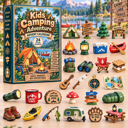 CHRISTMAS KICKOFF 40% OFF - Kids Camping Adventure Advent Calendar 2026 - 24-Day Festive Countdown, Acrylic Charms Blind Box - Gift For Kids Adventure AC0HA301
