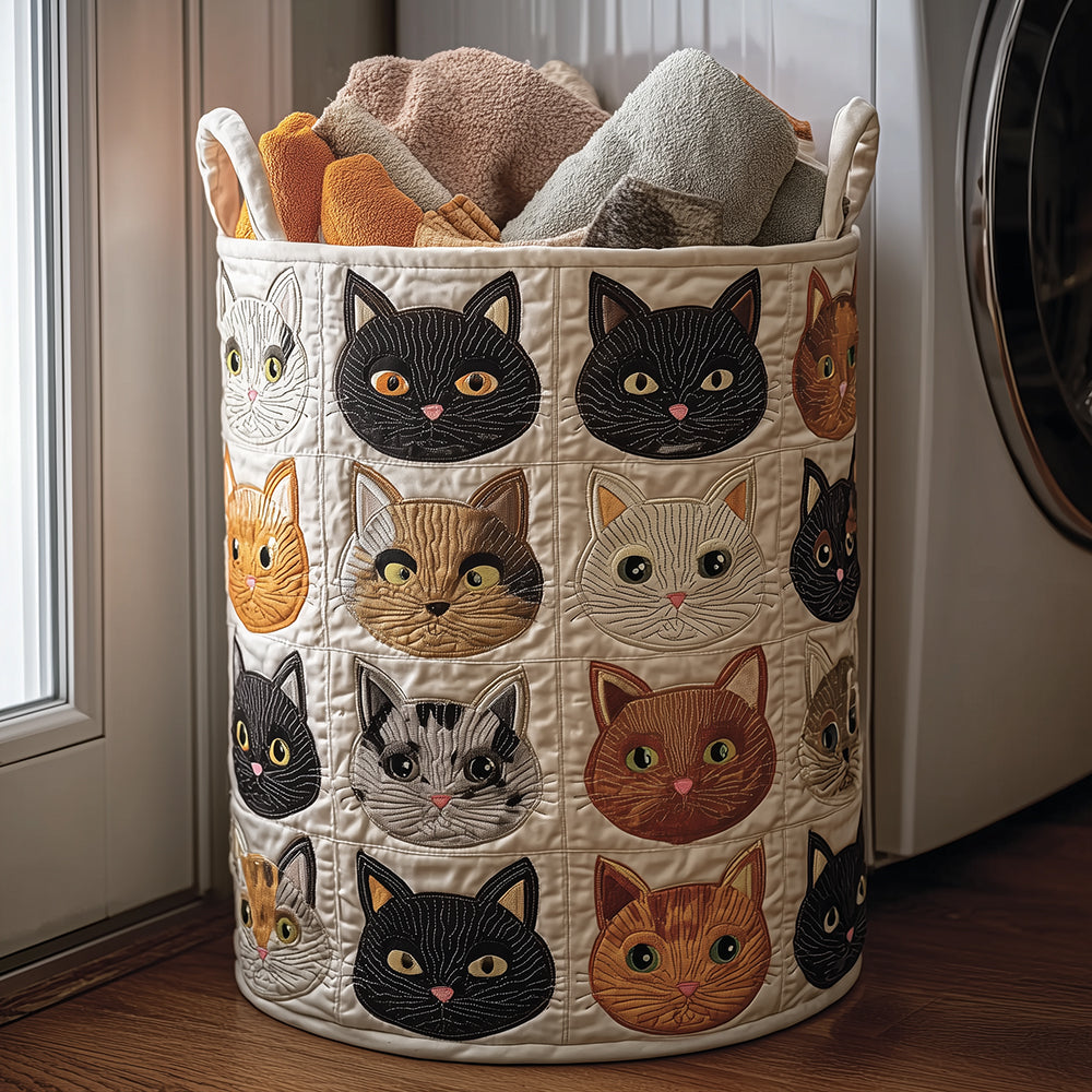 Kitty Haven Quilted Laundry Basket NCU0TH3109