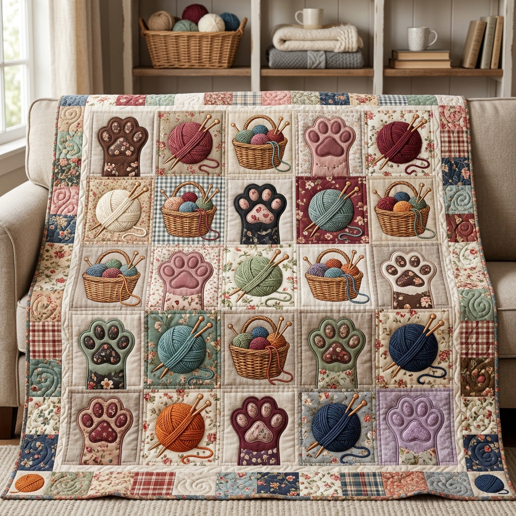 Knitting Paws Quilted Blanket NCU0NTV1136