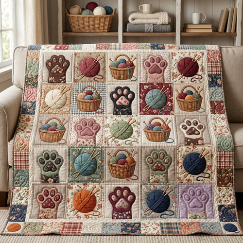 Knitting Paws Quilted Blanket NCU0NTV1136