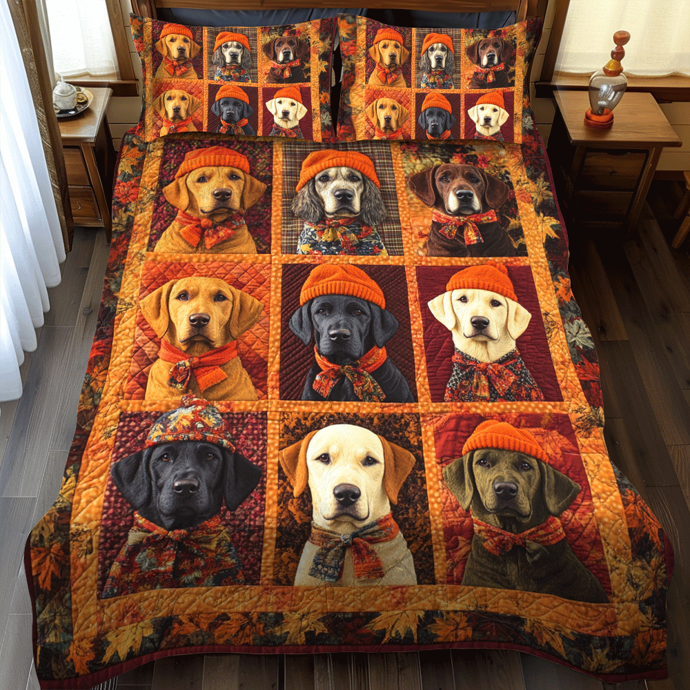 Labrador-Themed 3-Piece Quilted Bedding Set NCU0PD542