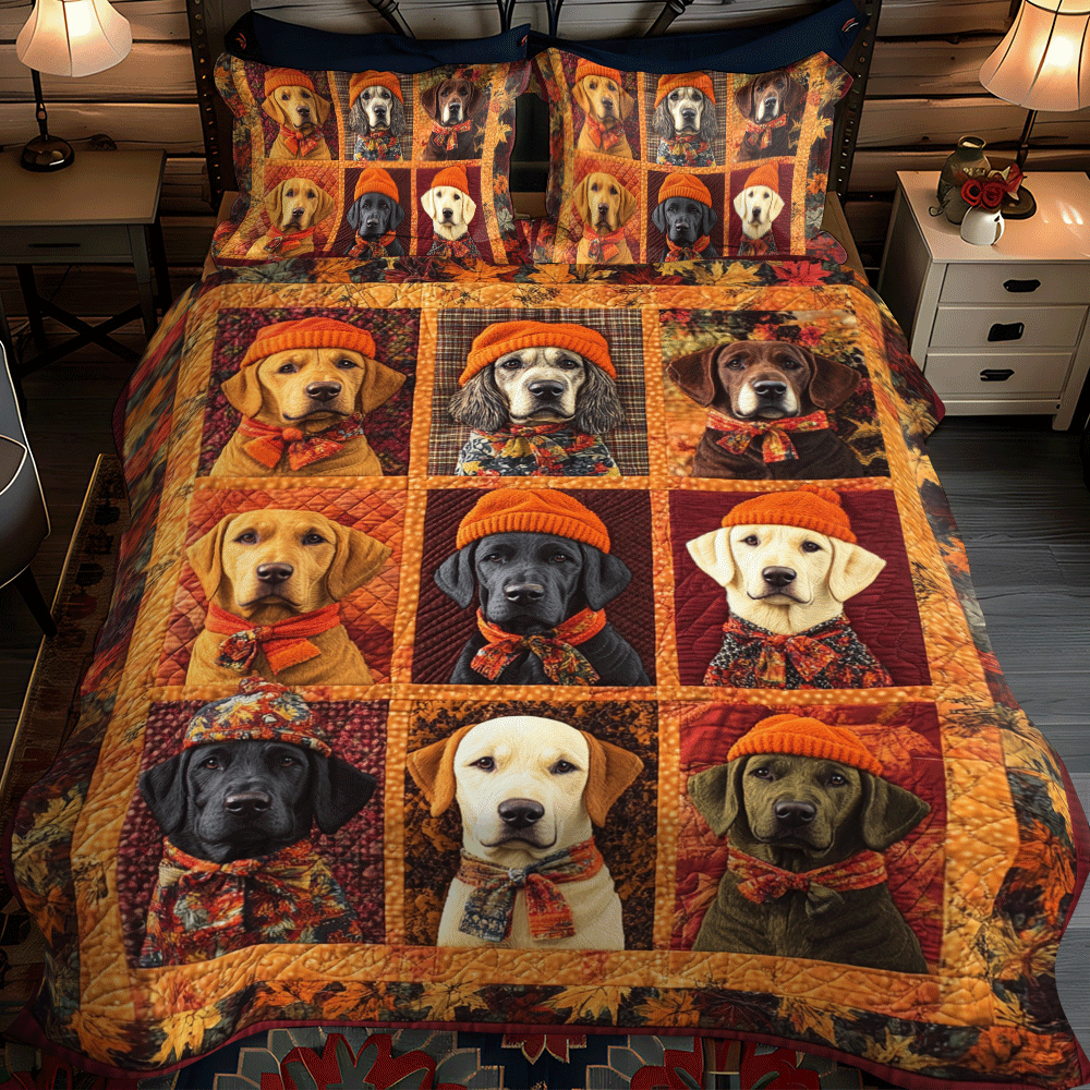 Labrador-Themed 3-Piece Quilted Bedding Set NCU0PD542