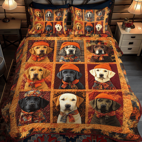 Labrador-Themed 3-Piece Quilted Bedding Set NCU0PD542