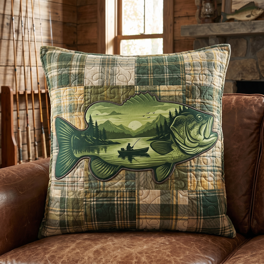 Lake Bass Quilted Pillow Case NCU0NTV1018