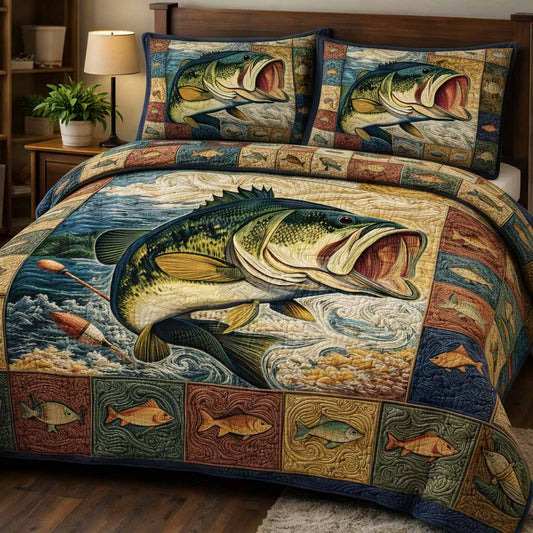 Lake Lunker 3-Piece Quilted Bedding Set NCU0NXD1689