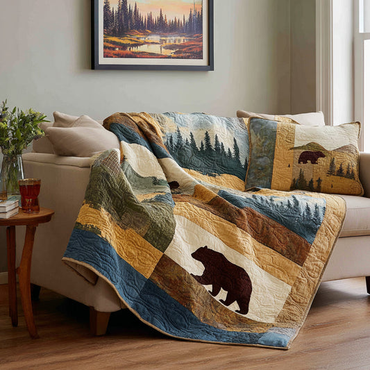 Lake Patch Bear Quilted Blanket NCU0LDH746