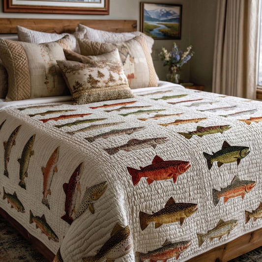 Lake Patch Trout Quilted Blanket NCU0LDH822