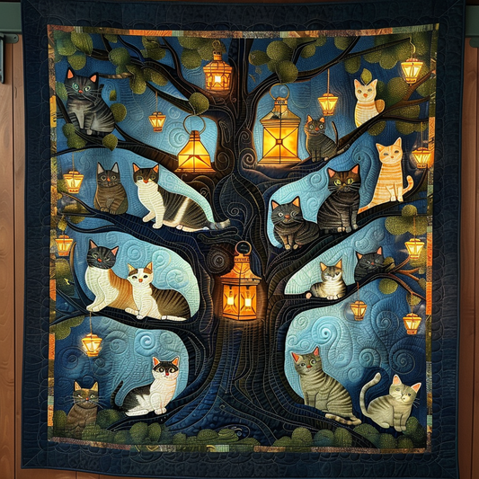 Lantern Cats Quilted Blanket NCU0NT075