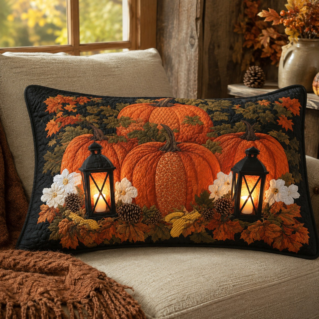 Lantern Light Harvest Quilted Bedding Pillow Case NCU0PTT3346
