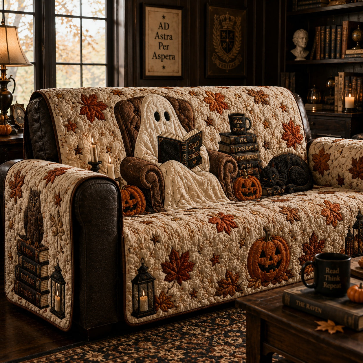 Lantern Lit Shadows Quilted Sofa Cover NCU0PVL1046