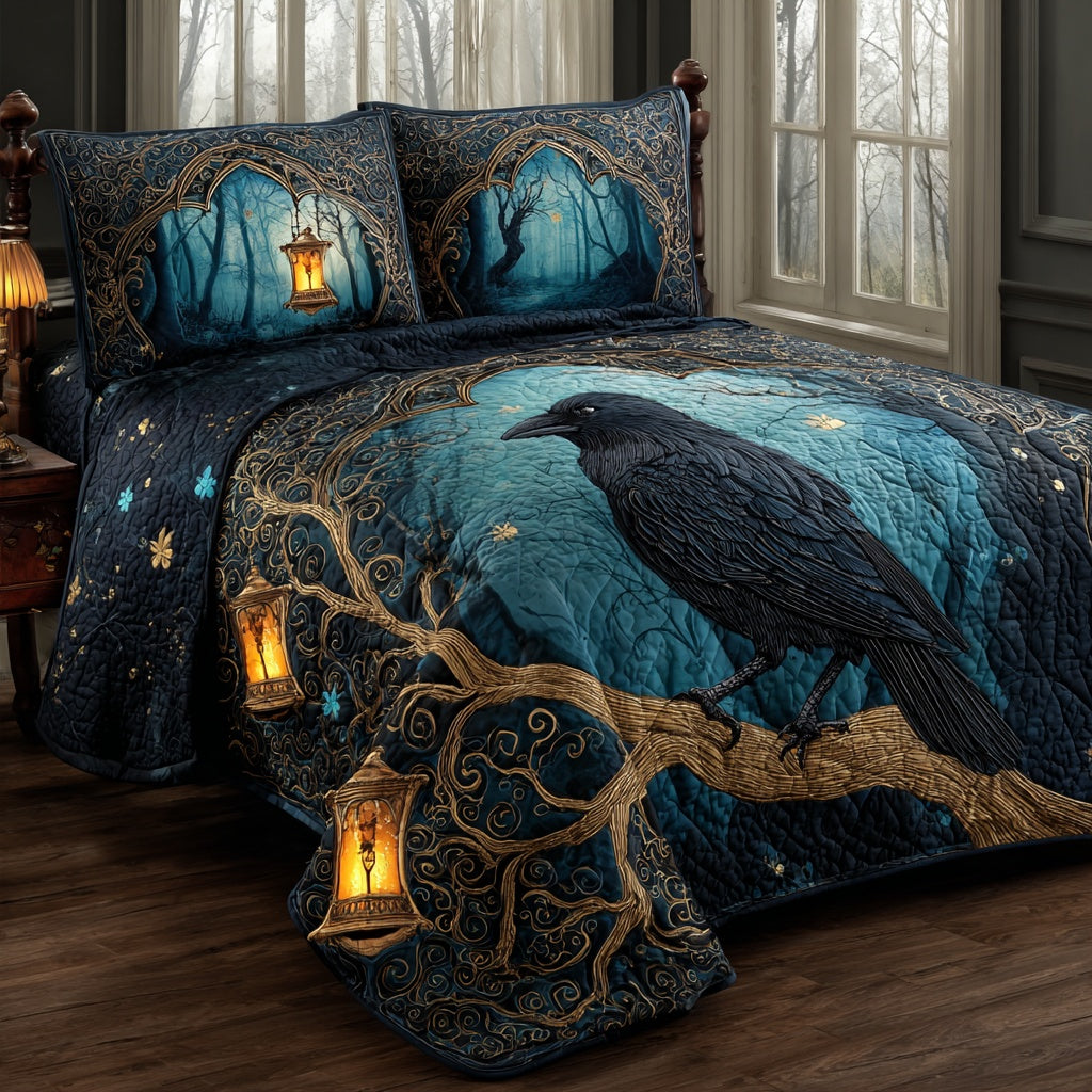 Lantern Raven 3-Piece Quilted Bedding Set NCU0PVL913