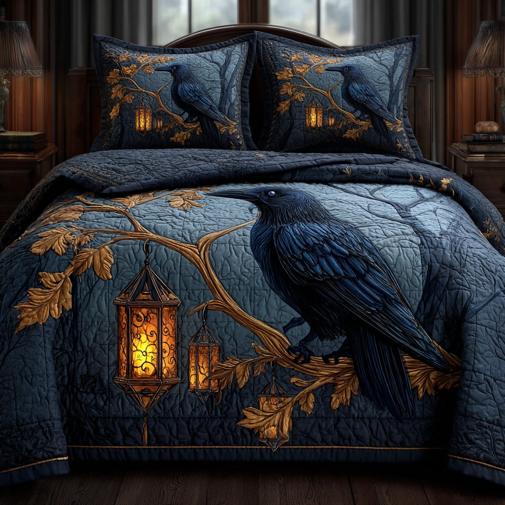 Lantern Raven 3-Piece Quilted Bedding Set NCU0PVL965