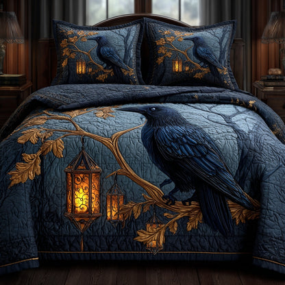 Lantern Raven 3-Piece Quilted Bedding Set NCU0PVL965