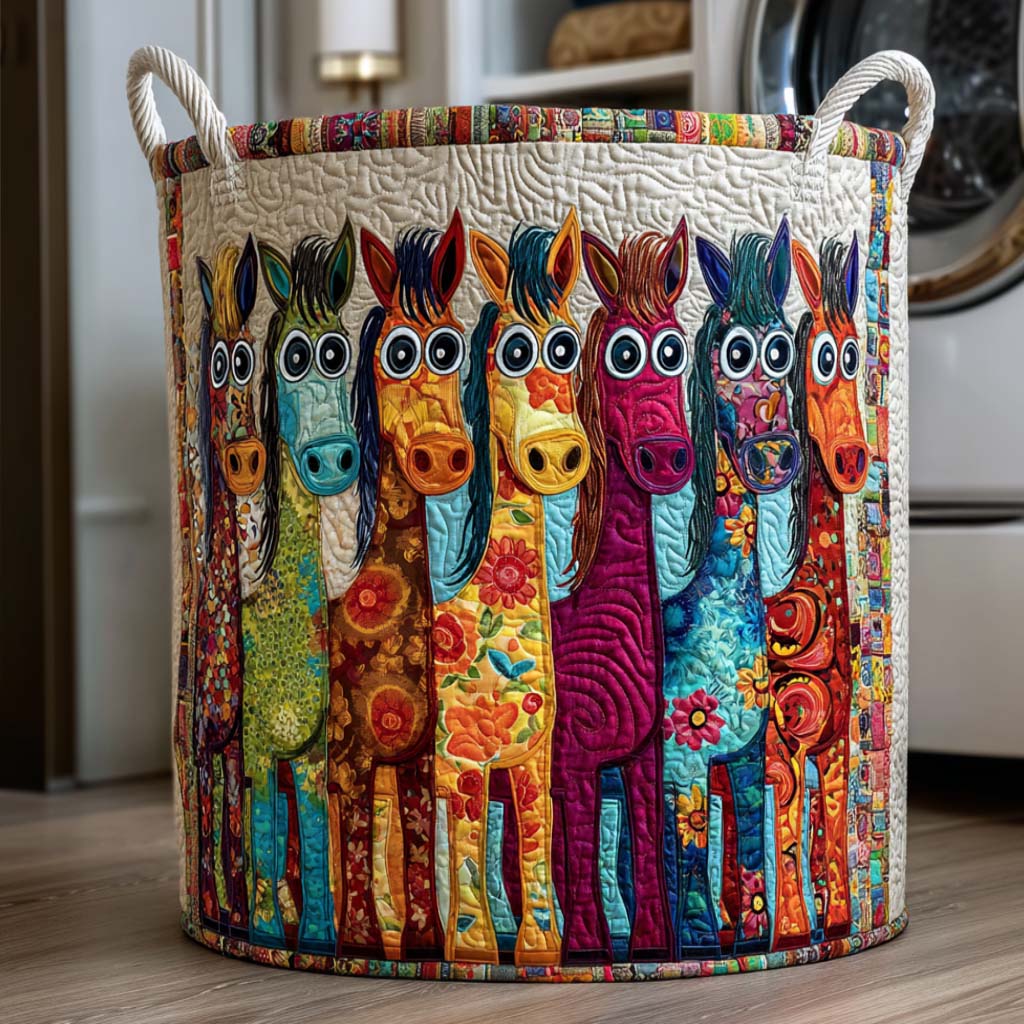 Laughing Horses Quilted Laundry Basket NCU0NNT2701