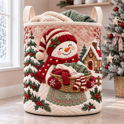 Laundry Day Snowman Quilted Laundry Basket NCU0HNH1359