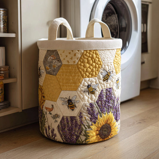Lavender Bee Quilted Laundry Basket NCU0HNH005