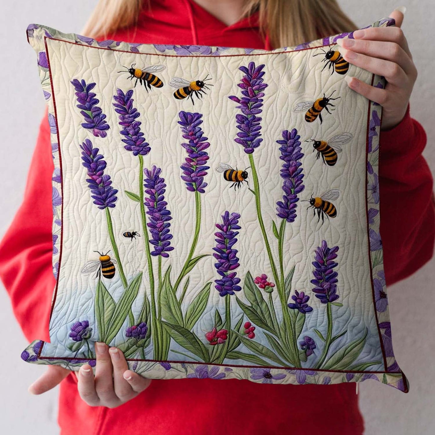 Lavender Bees Dance Quilted Pillow Case NCU0NT1086