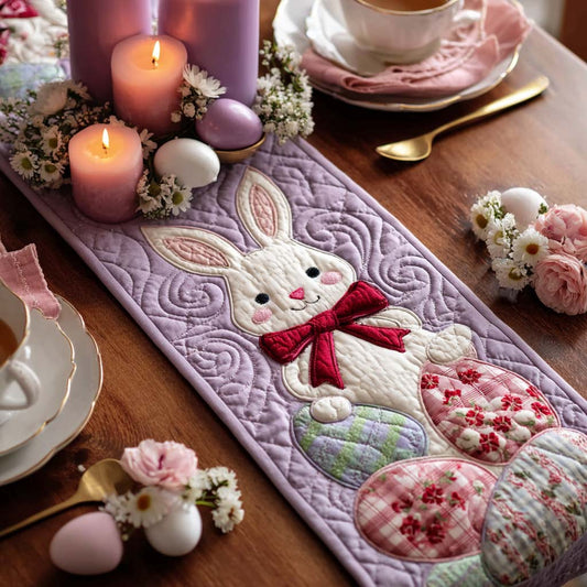 Lavender Bunny Wishes Quilted Table Runner NCU0DQQ0425