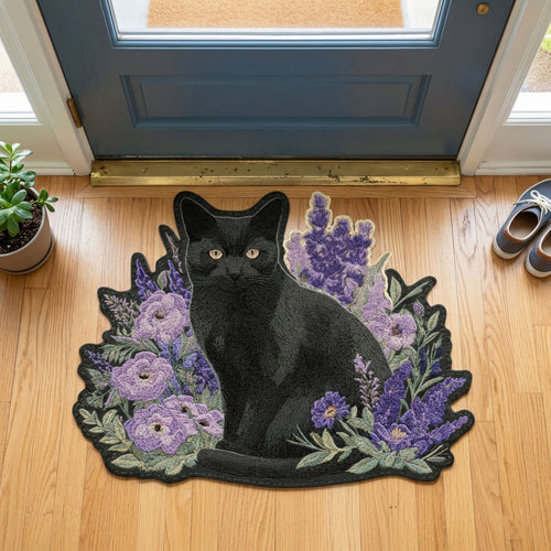 Lavender Cat Custom Shape Doormat NCU0NNT3091