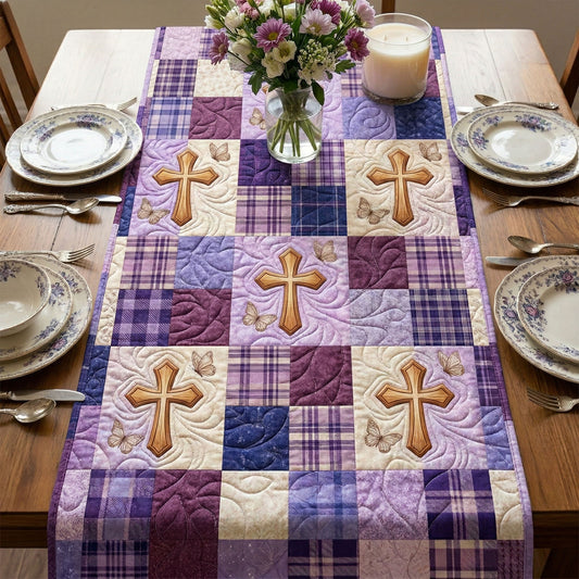 Lavender Cross Quilted Table Runner NCU0NNT3041
