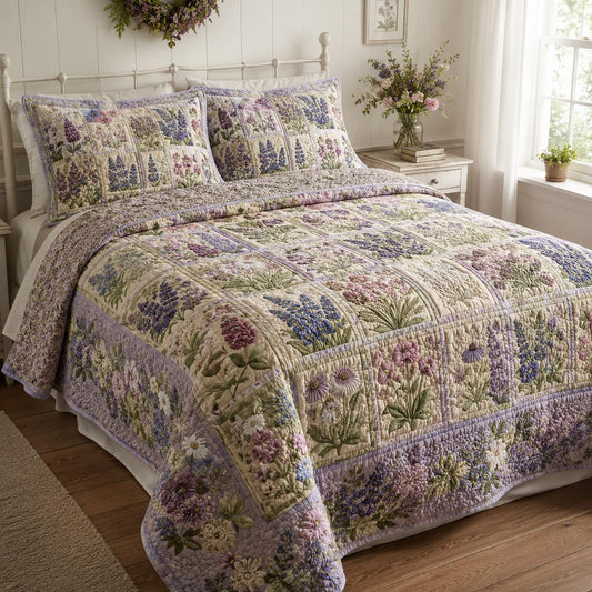 Lavender Garden 3-Piece Quilted Bedding Set NCU0DV2383