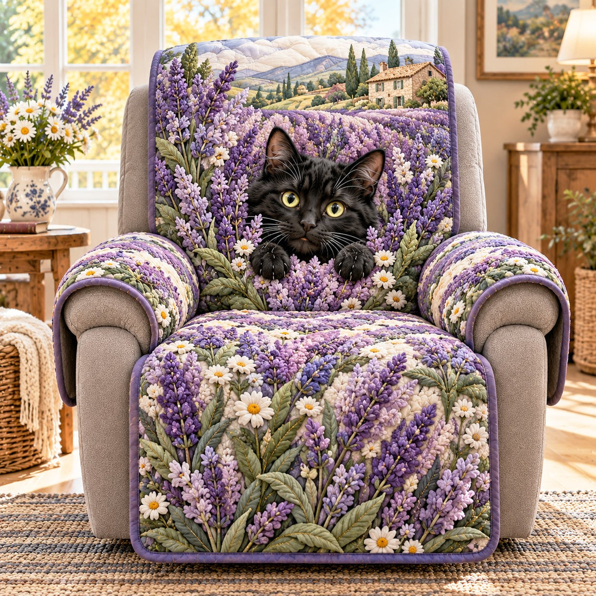 Lavender Meadow Quilted Sofa Cover NCU0NTD2407