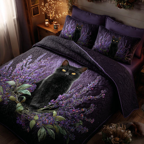 Lavender Night 3-Piece Quilted Bedding Set NCU0NTV234