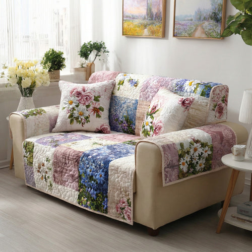 Lavender Quilt Mix Quilted Sofa Cover NCU0LDH731