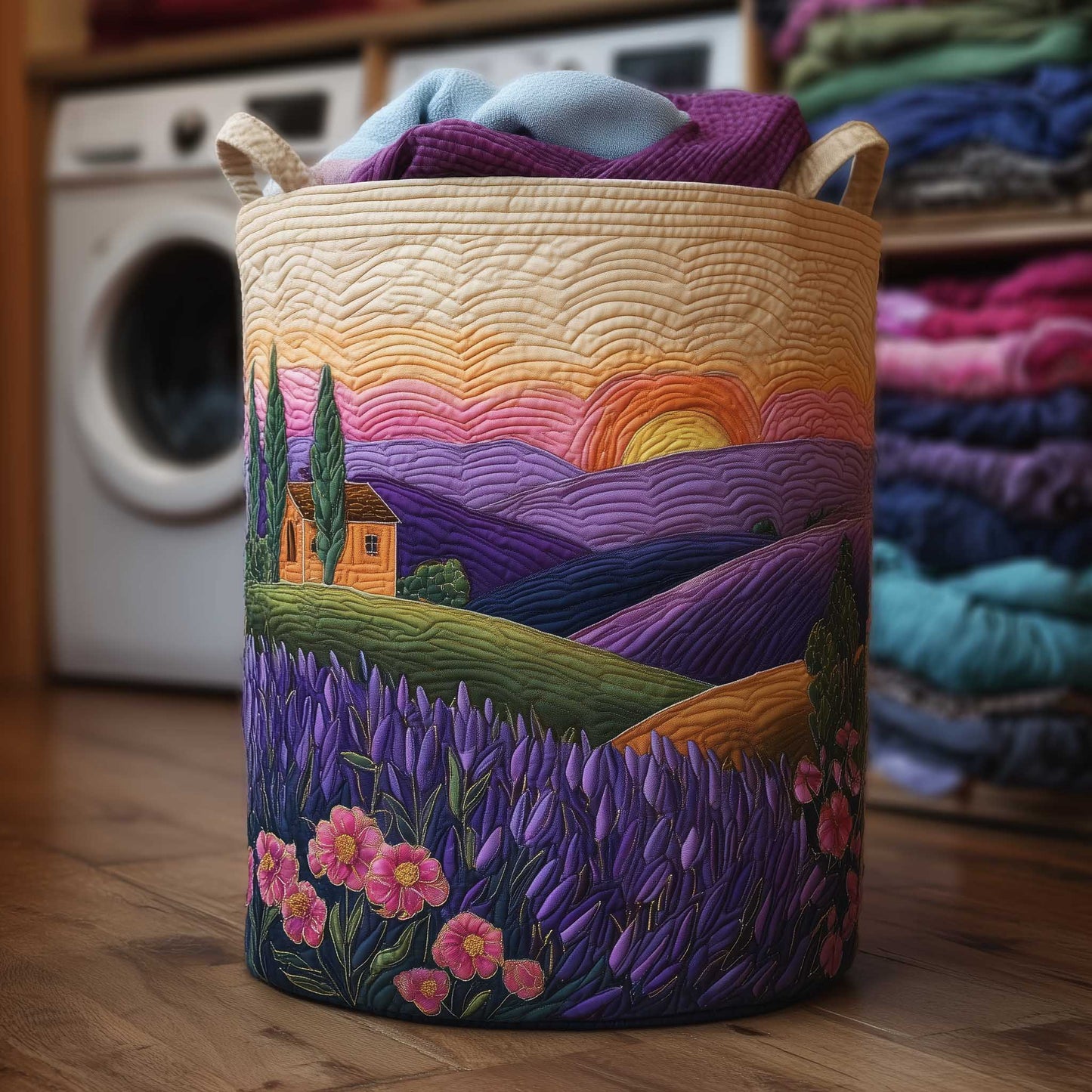 Lavender Valley Quilted Laundry Basket NCU0HTT012